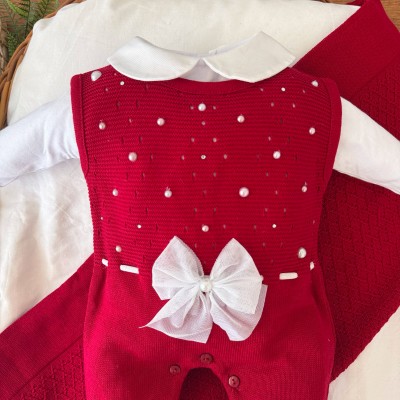  Saída de Maternidade Céu Estrelado Salopete - Vermelho